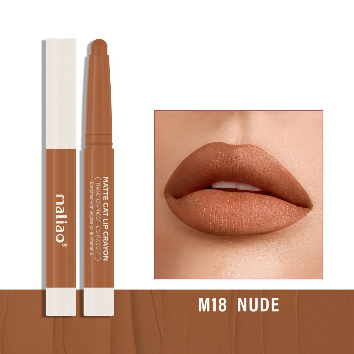 Maliao Matte Cat Lip Crayon - Transfer-Proof & Lightweight Long-Lasting Color