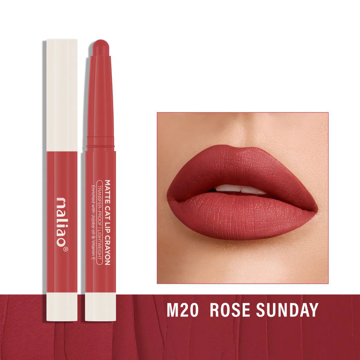 Maliao Matte Cat Lip Crayon - Transfer-Proof & Lightweight Long-Lasting Color