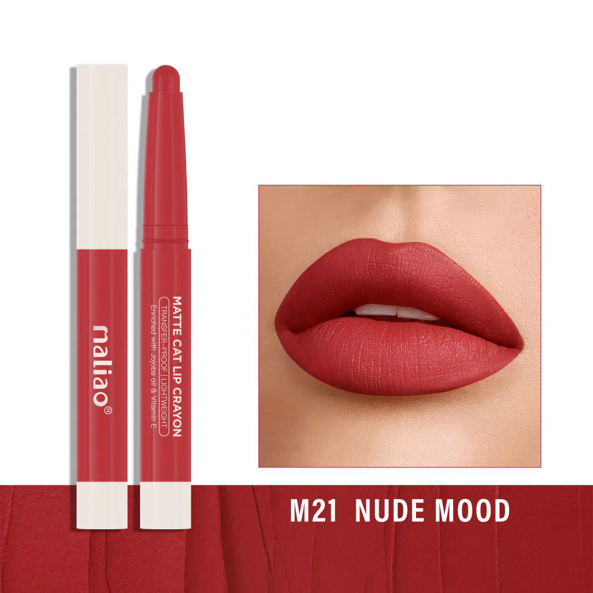 Maliao Matte Cat Lip Crayon - Transfer-Proof & Lightweight Long-Lasting Color