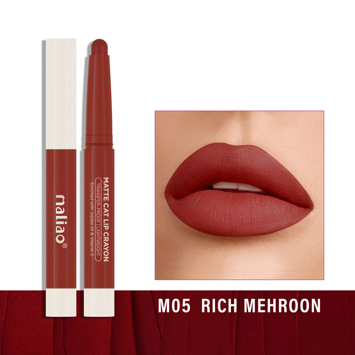 Maliao Matte Cat Lip Crayon - Transfer-Proof & Lightweight Long-Lasting Color