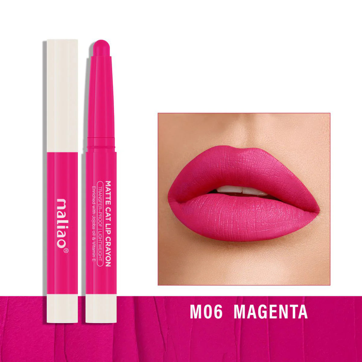 Maliao Matte Cat Lip Crayon - Transfer-Proof & Lightweight Long-Lasting Color