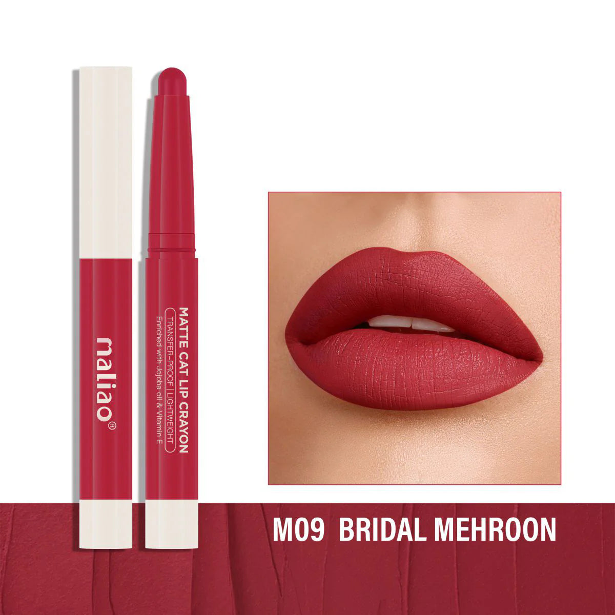 Maliao Matte Cat Lip Crayon - Transfer-Proof & Lightweight Long-Lasting Color