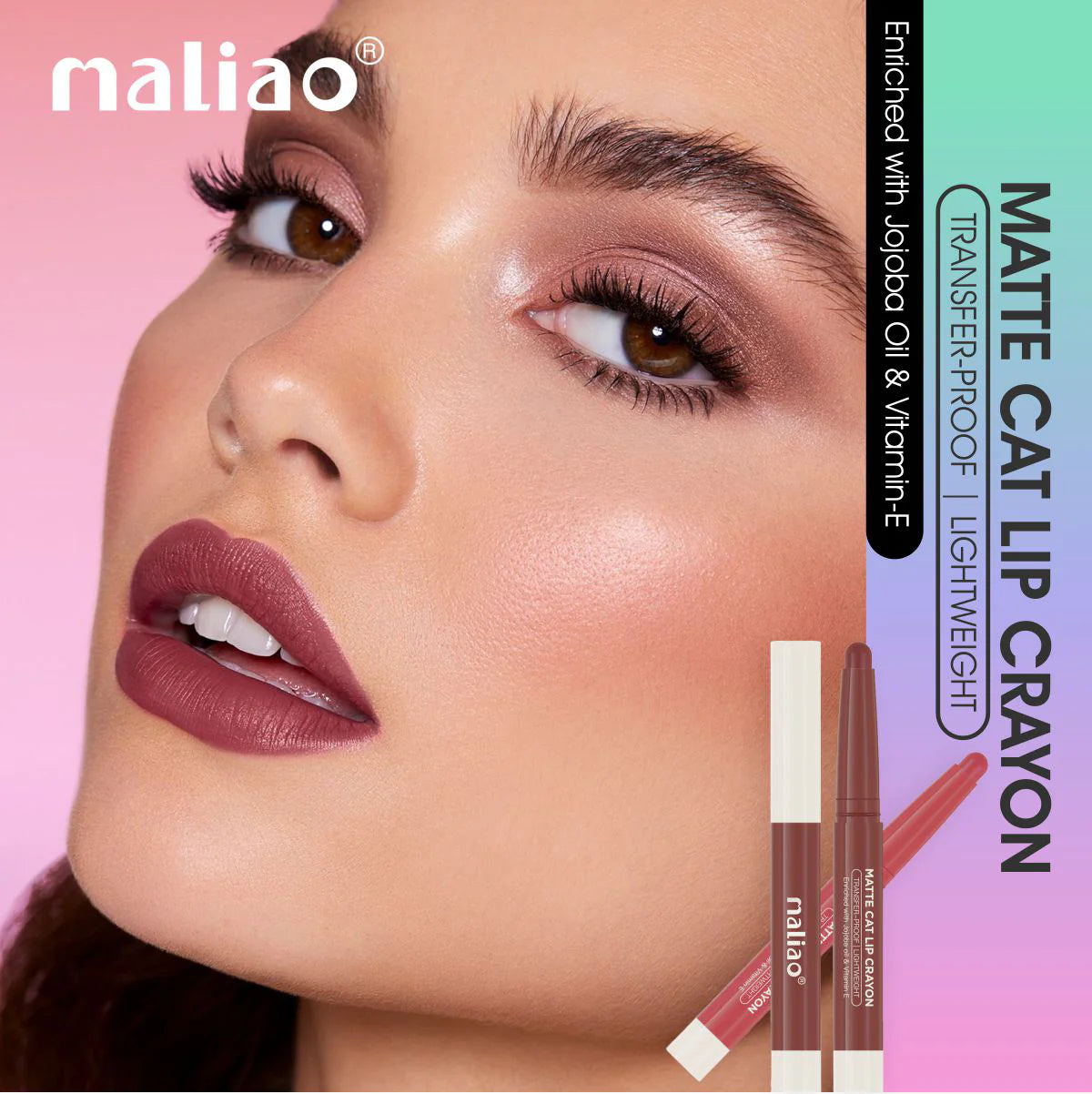 Maliao Matte Cat Lip Crayon - Transfer-Proof & Lightweight Long-Lasting Color