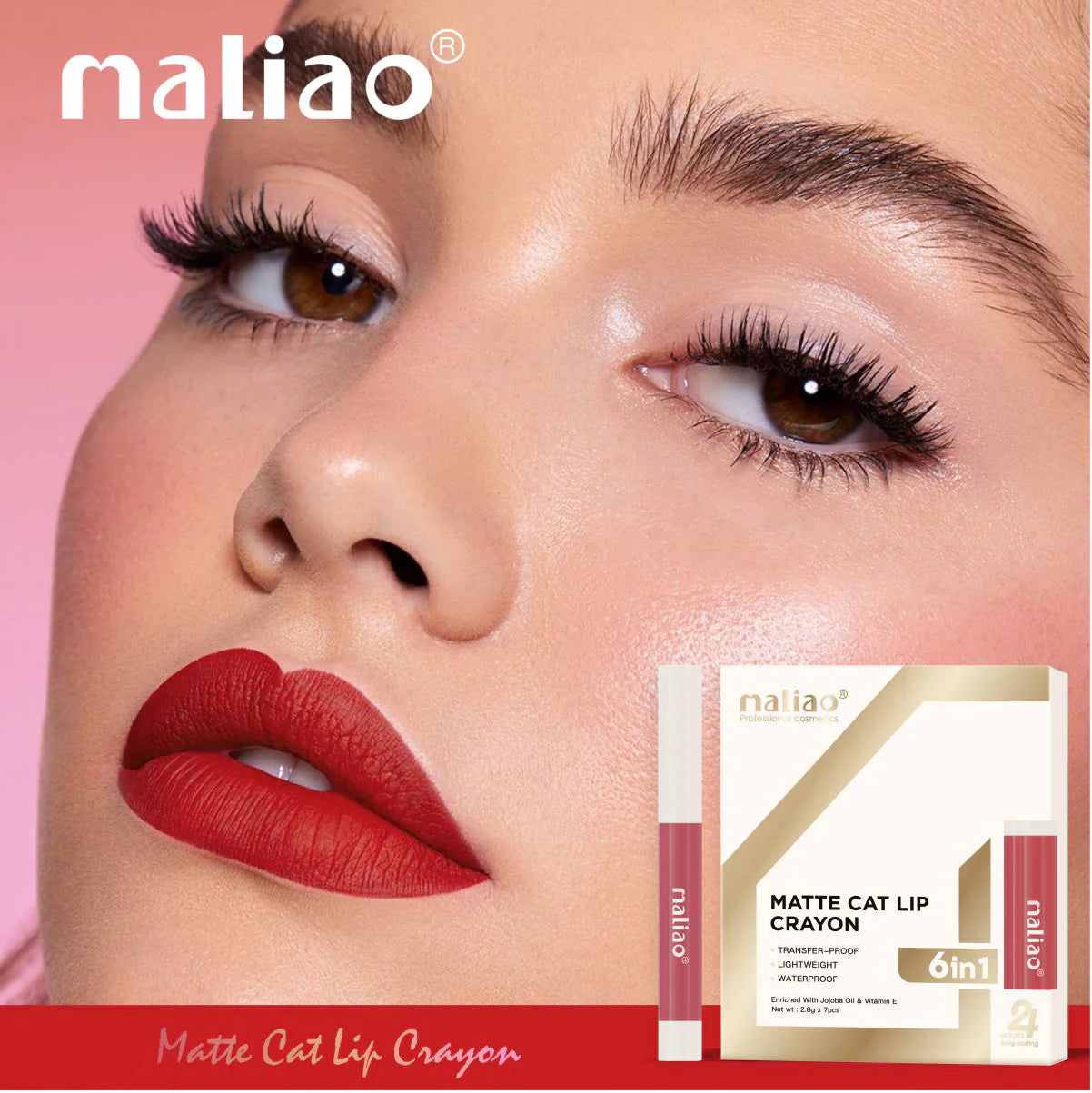 Maliao Matte Cat Lip Crayon - Transfer-Proof & Lightweight Long-Lasting Color