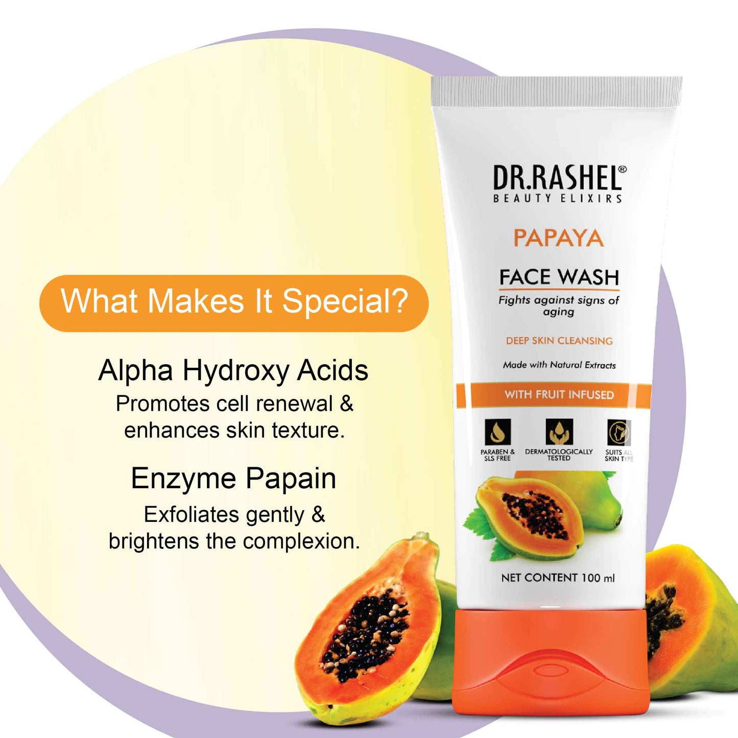 Dr.Rashel Papaya Face Wash - 100 Ml