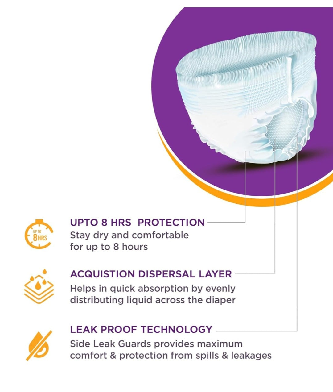 Eldiapers Adult Diapers, Pants Style, Large (L) Size, 10 Count, Waist Size (101-152cm | 40-60 inches), Unisex, High Absorbency, Leak Proof, Wetness Indicator, Pack of 1