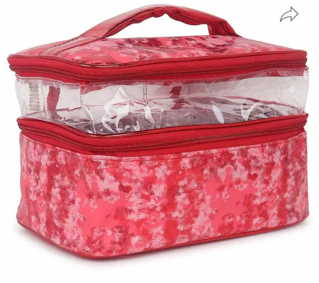Women Vanity Box Cosmetics Case/ for Girls and Ladies (Red)