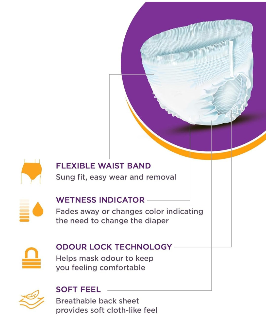 Eldiapers Adult Diapers, Pants Style, Large (L) Size, 10 Count, Waist Size (101-152cm | 40-60 inches), Unisex, High Absorbency, Leak Proof, Wetness Indicator, Pack of 1