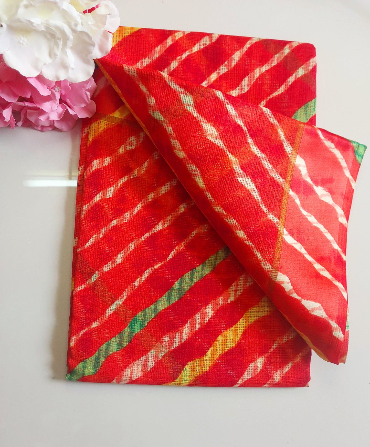 Cotton saree with beautiful pattern(Red) kota Doriya