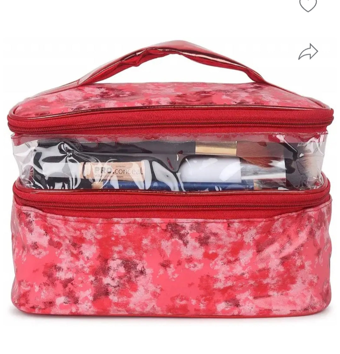 Women Vanity Box Cosmetics Case/ for Girls and Ladies (Red)