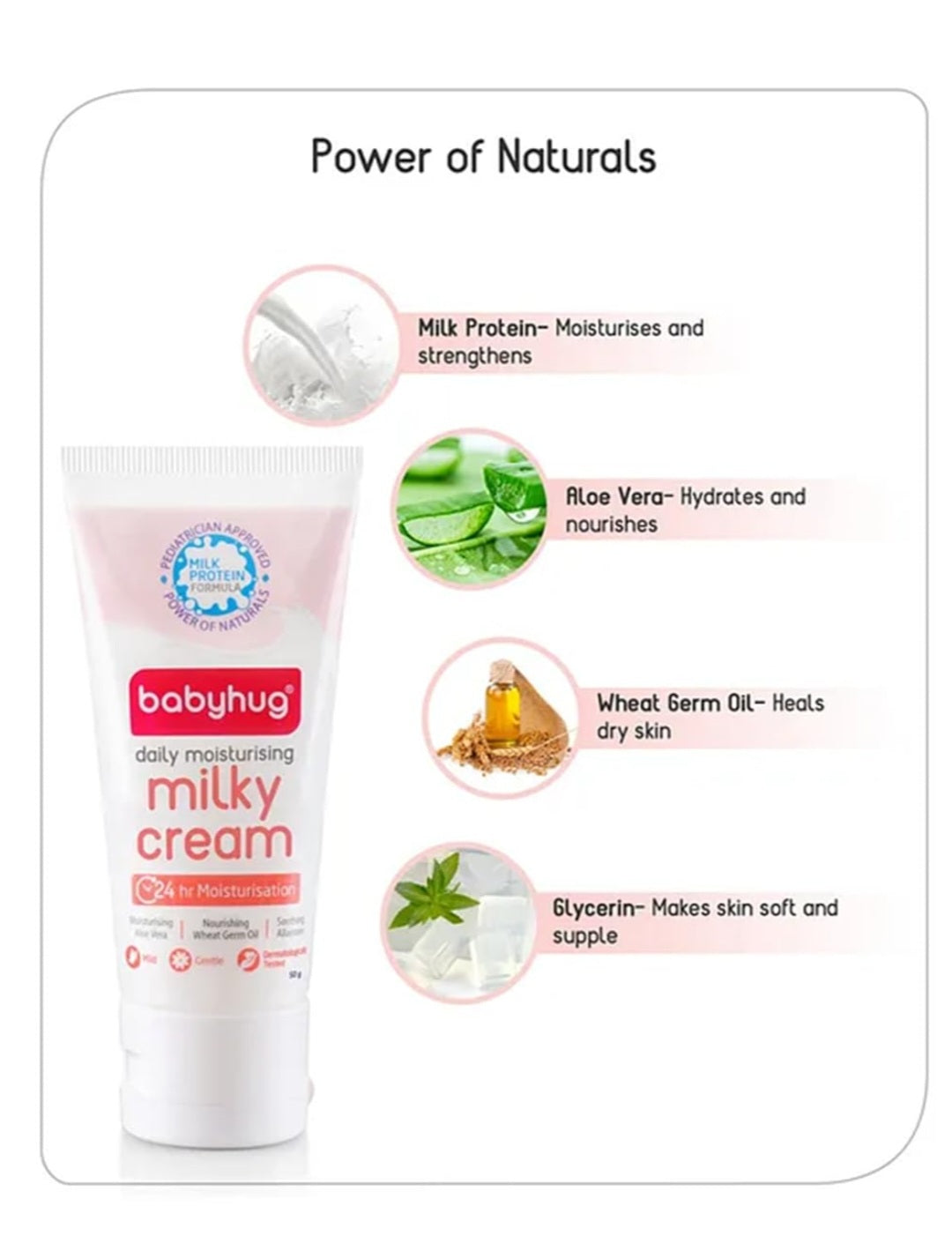 Babyhug Daily Milk Protien Formula,Daily full Body and Face Moisturizing milky cream / Ideal for New born babies Delicate skin- 50g